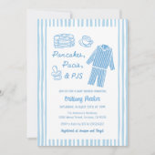 Pancakes, Pacis & PJs Boy Baby Shower Einladung (Vorderseite)