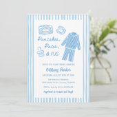 Pancakes, Pacis & PJs Boy Baby Shower Einladung (Stehend Vorderseite)