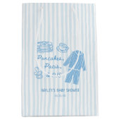 Pancakes, Pacis & PJs Boy Baby Shower Mittlere Geschenktüte (Vorderseite)