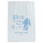 Pancakes, Pacis & PJs Boy Baby Shower Mittlere Geschenktüte (Rückseite)