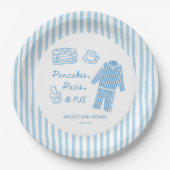 Pancakes, Pacis & PJs Boy Baby Shower  Pappteller (Vorderseite)