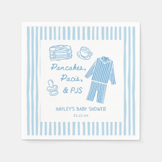 Pancakes, Pacis & PJs Boy Baby Shower Serviette (Vorderseite)