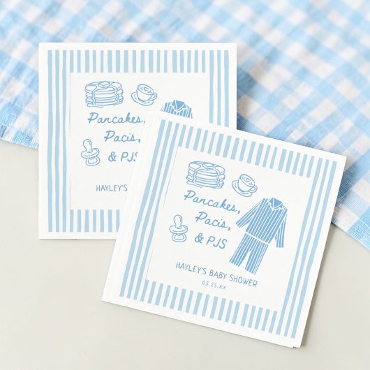 Pancakes, Pacis & PJs Boy Baby Shower Serviette