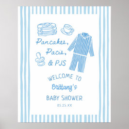Pancakes, Pacis & PJs Boy Baby Shower Welcome  Poster