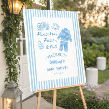 Pancakes, Pacis & PJs Boy Baby Shower Welcome Sign