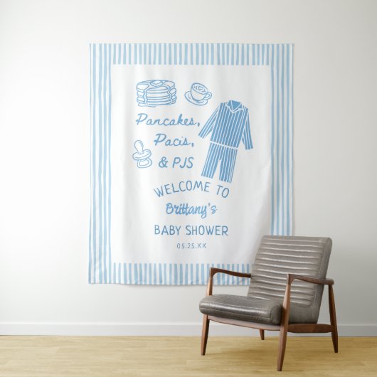 Pancakes, Pacis & PJs Boy Baby Shower Welcome  Wandteppich (Beispiel)