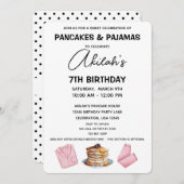 Pancakes & Pajamas Birthday Girl Party Einladung (Vorne/Hinten)