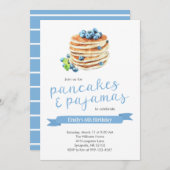 Pancakes & Pajamas Geburtstagsfeier Einladung (Vorne/Hinten)