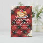 Pancakes & Pajamas Karierte Weihnachten Geburtstag Einladung (Stehend Vorderseite)