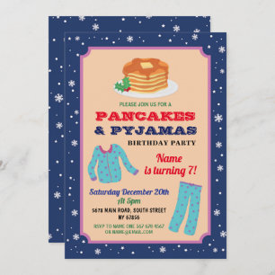 Pancakes & Pajamas Party Weihnachten Geburtstag Bl Einladung