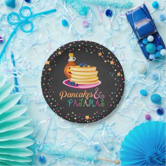 Pancakes & Pajamas Plate — Schwarz Pappteller (Party)
