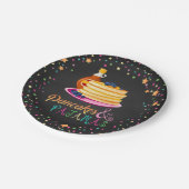 Pancakes & Pajamas Plate — Schwarz Pappteller (Schrägansicht)