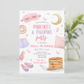 Pancakes Pajamas Sleepover Slumber Party Geburtsta Einladung (Stehend Vorderseite)