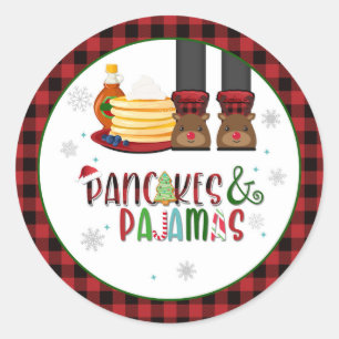 Pancakes & Pajamas Weihnachtsaufkleber - Wh Runder Aufkleber