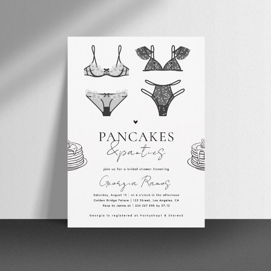 Pancakes & Panties Black Lingerie Brautparty Einladung