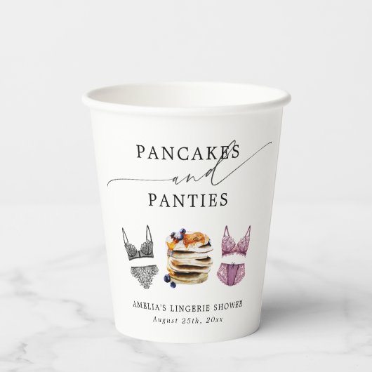 Pancakes & Panties Brautparty Pappbecher (Rückseite)
