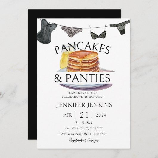 Pancakes & Panties Lingerie Brautparty Einladung (Vorne/Hinten)