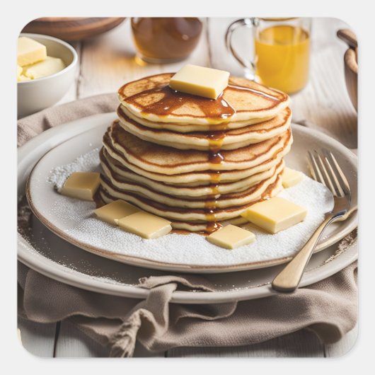 Pancakes Quadratischer Aufkleber (Vorderseite)