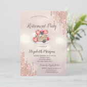 Pancakes Rose Gold Tropfen Bokeh Rückgabe Einladung (Stehend Vorderseite)