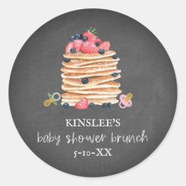 Pancakes & Schnullers Babydusche Brunch Chalkboard Runder Aufkleber