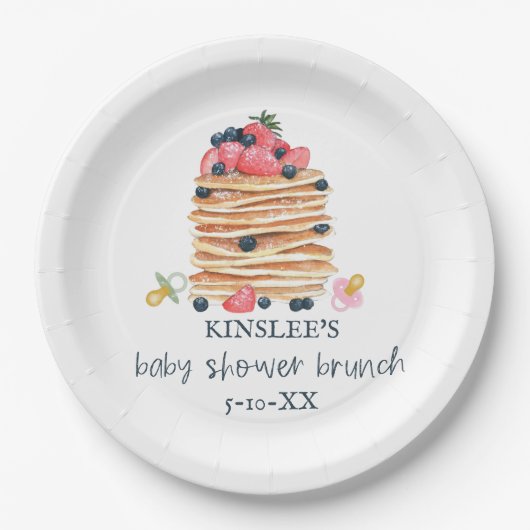 Pancakes & Schnullers Babydusche Brunch Pappteller (Vorderseite)