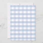 Pancakes & Schnullers Blue Gingham Boy Baby Dusche Einladung (Rückseite)