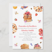 Pancakes & Schnullers Girl Baby Dusche Frühstück Einladung (Vorderseite)