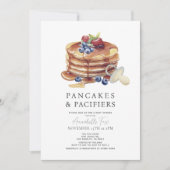 Pancakes & Schnullers Gray Gingham Baby Dusche Einladung (Vorderseite)