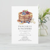 Pancakes & Schnullers Gray Gingham Baby Dusche Einladung (Stehend Vorderseite)
