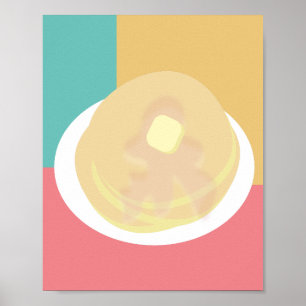 Pancakes Sirup Drip Colorful Poster