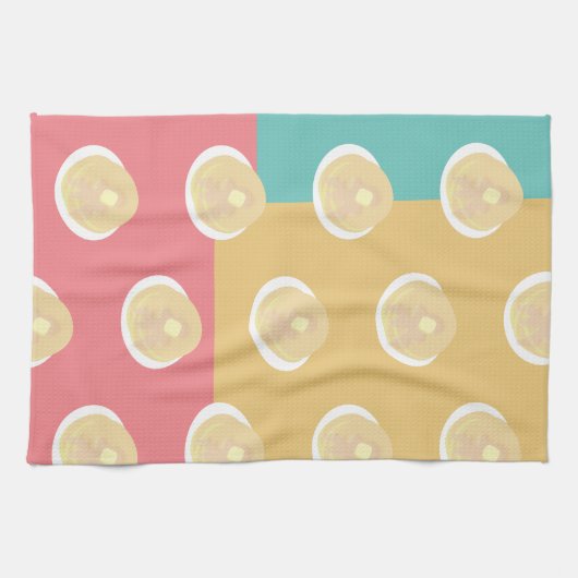 Pancakes Sirup Tropfen farbenfroh rosa Aquamarin g Geschirrtuch (Horizontal)