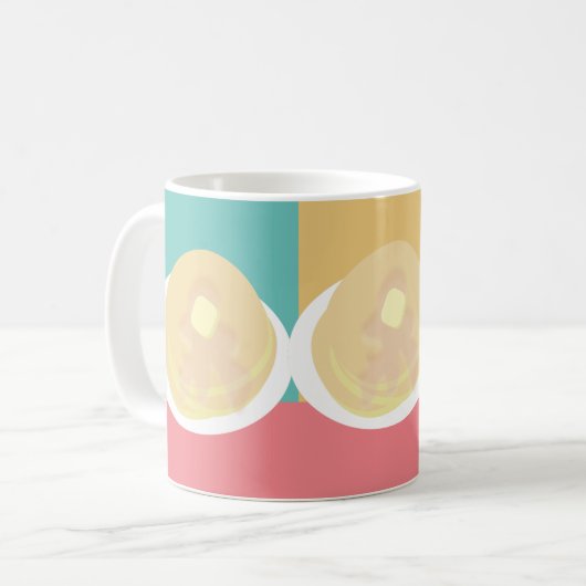 Pancakes Sirup Tropfen farbenfroh rosa Aquamarin Kaffeetasse (Vorderseite Links)