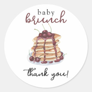 Pancakes Sweet Cherry Baby Dusche Danke Karte Runder Aufkleber