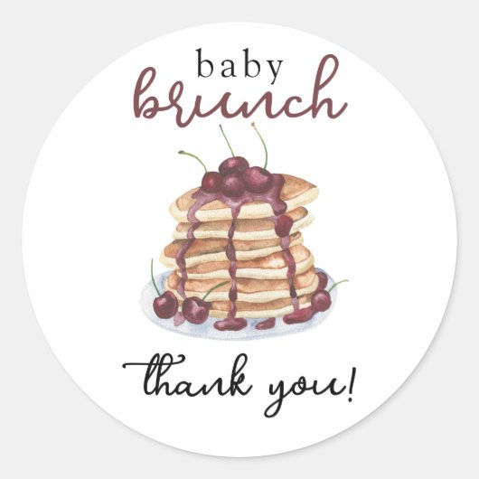 Pancakes Sweet Cherry Baby Dusche Danke Karte Runder Aufkleber (Vorderseite)