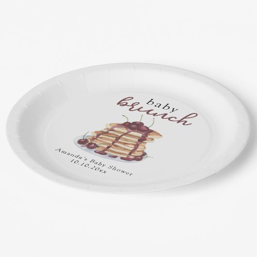 Pancakes Sweet Cherry Baby Dusche Pappteller (Schrägansicht)