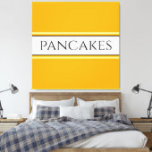 PANCAKES Text Helle goldgelbe weiße Streifen Leinwanddruck (Insitu (Schlafzimmer))