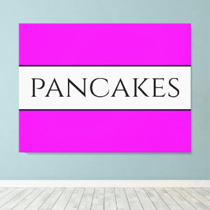 PANCAKES Textspass Helle, rosa, weiße Streifen Leinwanddruck