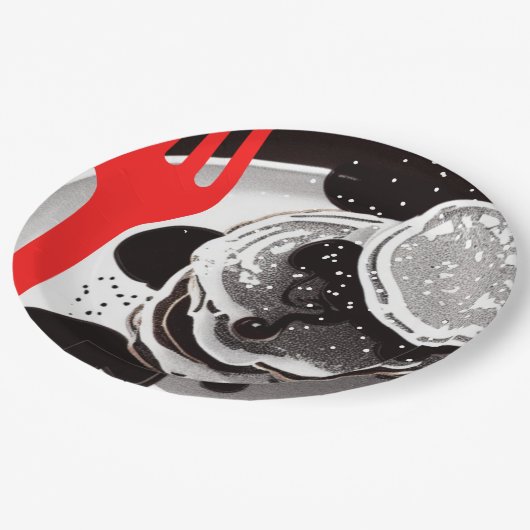 Pancakes und Gabelpapier Teller (Schrägansicht)