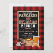 Pancakes und Pajamas Brunch Rotes Buffalo Kariert Einladung (Vorderseite)