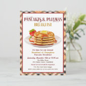 Pancakes und Pajamas Frühstück Einladung (Stehend Vorderseite)