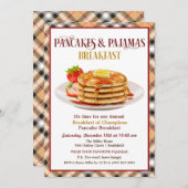 Pancakes und Pajamas Frühstück Einladung (Vorne/Hinten)
