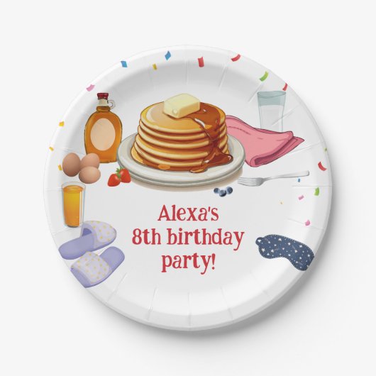 Pancakes und Pajamas Frühstück Party Pappteller (Vorderseite)