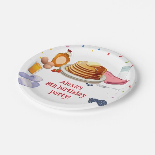 Pancakes und Pajamas Frühstück Party Pappteller (Schrägansicht)