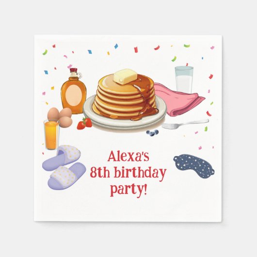 Pancakes und Pajamas Frühstück Party Serviette (Vorderseite)