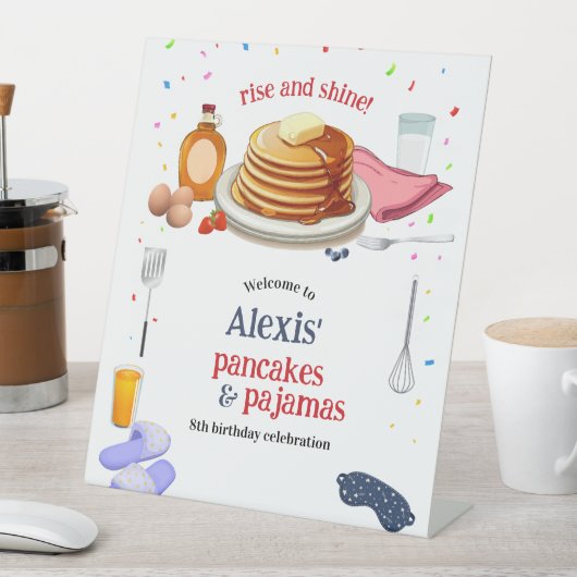 Pancakes und Pajamas Frühstück Party Sockelschild (In Situ)