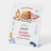 Pancakes und Pajamas Frühstück Party Sockelschild (Vorderseite)