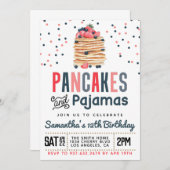 Pancakes und Pajamas Geburtstag Einladung (Vorne/Hinten)