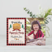 Pancakes und Pajamas Geburtstagseinladung Kariert Einladung (Stehend Vorderseite)