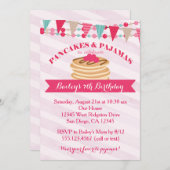 Pancakes und Pajamas Girl zum Geburtstag Einladung (Vorne/Hinten)