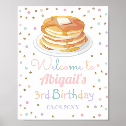 Pancakes und Pajamas Glitzer Dot Birthday Willkomm Poster (Vorne)
